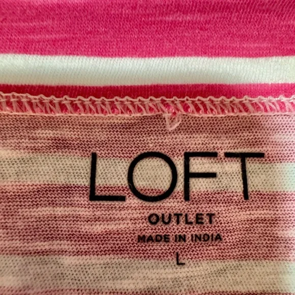The Loft pink/red striped Tshirt. Size large. Great condition. - Picture 3 of 3